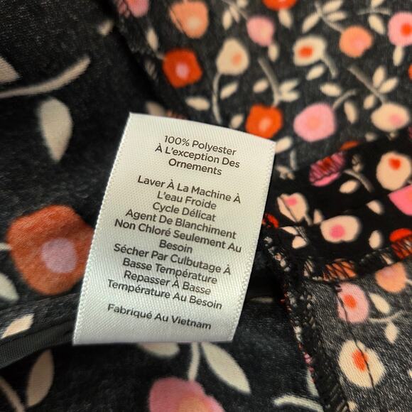 Talbots Jewel Neck Shift Dress 12P Black Pink Poppy Floral Short Sleeve Ruffle - Picture 10 of 16